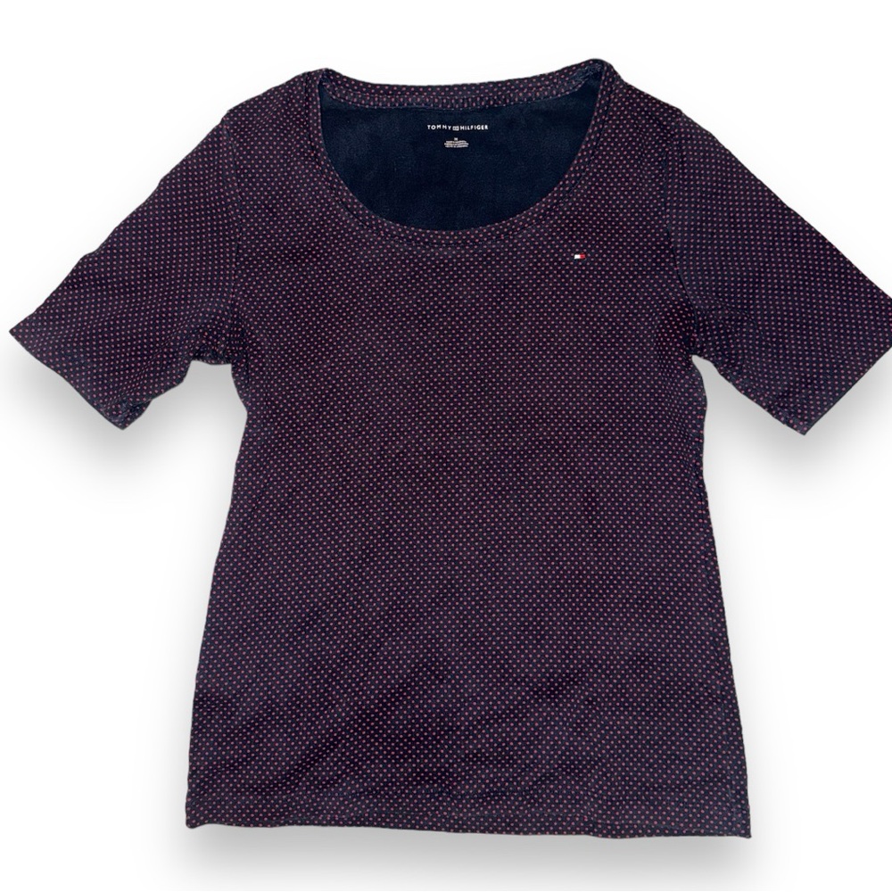 Tommy Hilfiger Navy And Red Polka Dot Top